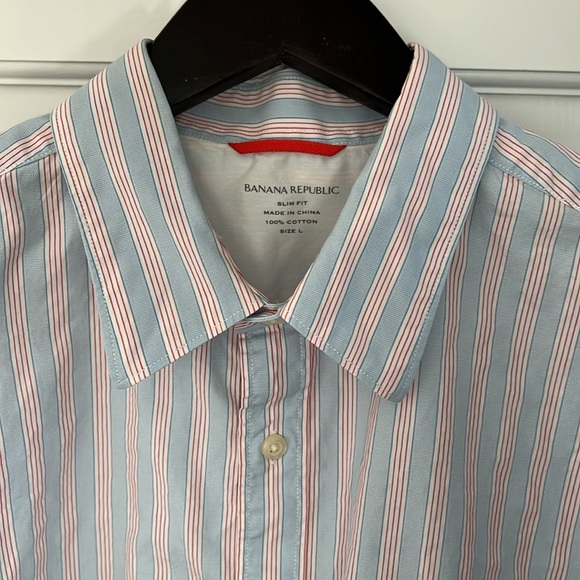 Banana Republic RWB stripe button shirt. Men’s Large - Picture 2 of 7